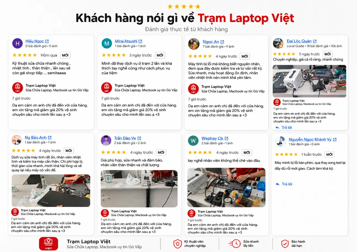 Đánh giá thực tế của khách hàng về Trạm Laptop Việt tại Gò Vấp